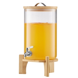 VEVOR 2.2 Gallon Beverage Dispenser, Drink Dispensers for Parties, Glass Juice Dispenser \w Wood Stand, Stainless Steel Spigot, Iced Tea Lemonade