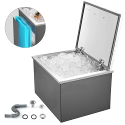 VEVOR 28"l X 20"w X 17"h Drop In Ice Chest, Stainless Steel Drop In Cooler, 113.7 Quart Commercial Ice Bin \w Flip Lid for Outdoor Kitchen Patio Bar
