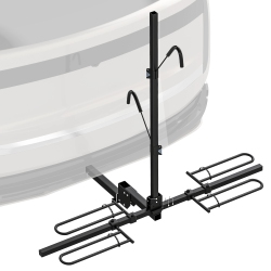 HOMCOM Hitch Mount Bike Rack for Car, 200 Lbs 2 Bike Rack \w Platform Style, Hitch Tightener, Foldable Design, Safety Strap for Trucks Suvs Minivans