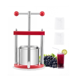 VEVOR 0.44Gal/1.65L Fruit Wine Press, 2 Stainless Steel Barrels, Manual Juice Maker, Cider Apple Grape Tincture Honey Olive Oil Making Press \w