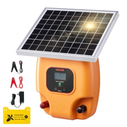 VEVOR 1J 8 Kv Solar Fence Charger, Solar Powered Fence Charger, 1.86 Miles Range, Electric Fence Energizer Kit, Keep Out Predators, 3 Days Runtime