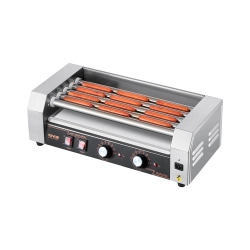 VEVOR 750W Hot Dog Roller, 12 Hot Dog 5 Rollers, Stainless Steel Sausage Grill Cooker, Hot Dog Machine \w Dual Temp Control, Removable Oil Drip