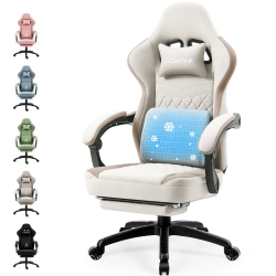 DOWINX Gaming Chair Breathable Fabric Computer Chair \w Pocket Spring Cushion, Comfortable Office Chair \w Gel Pad And Storage Bags, Massage Game