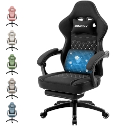 DOWINX Gaming Chair Breathable Fabric Computer Chair \w Pocket Spring Cushion, Comfortable Office Chair \w Gel Pad And Storage Bags, Massage Game
