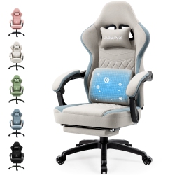 DOWINX Gaming Chair Breathable Fabric Computer Chair \w Pocket Spring Cushion, Comfortable Office Chair \w Gel Pad And Storage Bags, Massage Game