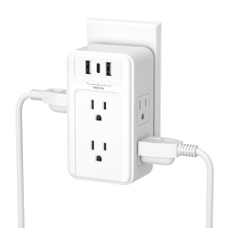 BN-LINK Multi Plug Extender – 6 Outlets + 3 USB Ports (1 USB-C), 5V 3.4A – for Home, Office, Travel