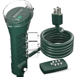 BN-LINK Outdoor Stake Timer (W/ Remote) – Photocell (Dusk-Dawn/dusk + 2-8Hr), 6 Outlets, 1.8M Cord, Weatherproof, 1875W/15A, Etl Listed