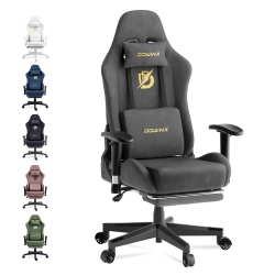 DOWINX Gaming Chair With Massage Lumbar Support & Footrest - Ergonomic Reclining Office Chair, High Back Suede Fabric for Adults