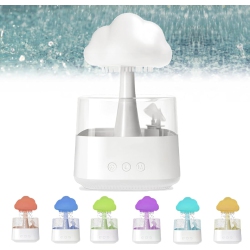 CHSSHA00 800Ml Cloud-Shaped Ultrasonic Humidifier \w Rain Sound, 6-Color Night Light, 360° Mist, Type-C Rechargeable, Auto-Off Timer, Quiet For