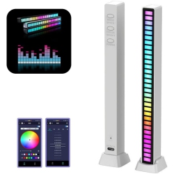 CHSSHA00 32 Led RGB Car Audio Control Voice Activation Pickup Music Rhythm Party Light Type-C Charging