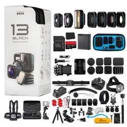 GOPRO Hero13 With Hb-Series Lens Collection - Waterproof Action Camera + 64GB Card And 50 Piece Accessory Kit In Black