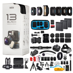 GOPRO Hero13 With Hb-Series Lens Collection - Action Camera + 64GB Card, 50 Piece Accessory Kit And 2 Batteries In Black