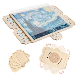 VEVOR 1500 Piece Rotating Puzzle Board \w 5 Drawers And Cover, 34X25 Inch In Portable Wooden Table, Jigsaw Puzzle Accessories for Adults, Puzzles
