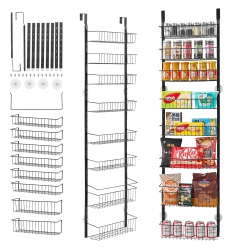 VEVOR 8-Tier Over The Door Pantry Organizer, Pantry Organization And Storage, Heavy-Duty Steel Hanging Spice Rack, Adjustable Wall Seasoning