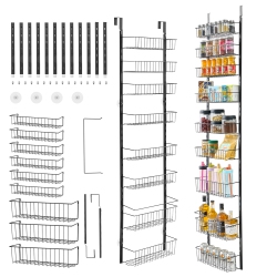 VEVOR 9-Tier Over The Door Pantry Organizer, Pantry Organization And Storage, Heavy-Duty Steel Hanging Spice Rack, Adjustable Wall Seasoning