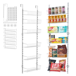 VEVOR 6-Tier Over The Door Pantry Organizer, Pantry Organization And Storage, Heavy-Duty Steel Hanging Spice Rack, Adjustable Wall Seasoning