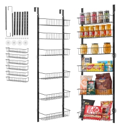 VEVOR 6-Tier Over The Door Pantry Organizer, Pantry Organization And Storage, Heavy-Duty Steel Hanging Spice Rack, Adjustable Wall Seasoning