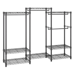 VEVOR Heavy Duty Clothes Rack, Rolling Clothing Garment Rack \w 4 Hang Rods & 8 Storage Tiers, Adjustable Custom Closet Rack, Freestanding Wardrobe