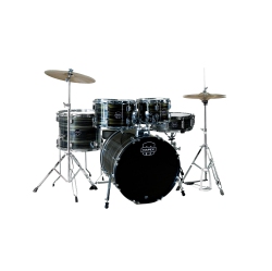 MAPEX Comet 5-Piece Drum Kit (22, 10, 12, 16, Sd) With Cymbals And Hardware - Ebony Grain In Yellow