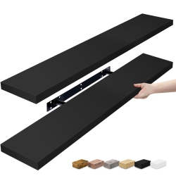 SORBUS 2 Pack (35"x9") Long Floating Wall Shelves for Bedroom, Decor, Kitchen, Living Room - for Trophies, Frames, Bookshelf (Black)
