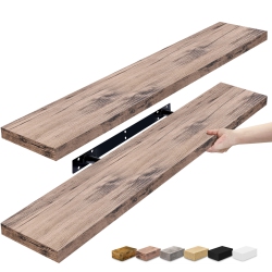 SORBUS 2 Pack (35"x9") Long Floating Wall Shelves for Bedroom, Decor, Kitchen, Living Room - for Trophies, Frames, Bookshelf (Mahogany)