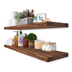 SORBUS 2 Pack 35" Solid Wood Floating Shelves - for Bathroom Decor, Books, Bedroom & Living Room