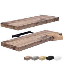 SORBUS 2 Pack (24"x9") Rustic Coastal Beach Floating Wall Shelves for Bedroom, Decor, Kitchen, Living Room - for Trophies, Frames, Bookshelf (Maple)