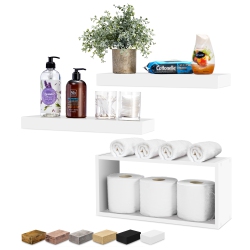 SORBUS 2 Floating Shelves With Invisible Brackets & 1 Rectangular Box (White)