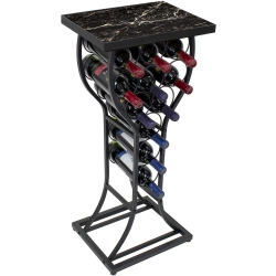 SORBUS Wine Rack Table - Stylish Storage for 11 Bottles With Faux Marble Top & Conversation-Starting Design (Marble Black)