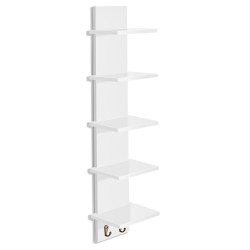 SORBUS 5 Tier Wall Mounted Floating Shelf Unit With Hooks - Home Decor And Storage Organizer
