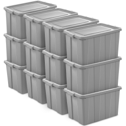 STERILITE Tuff1 30 Gallon Plastic Storage Tote Container Bin With Lid (12 Pack)