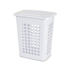 STERILITE Rectangular Lifttop Plastic Clothes Laundry Hamper Bin W/ Lid (4 Pack)