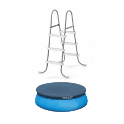 INTEX Steel Frame Pool Ladder for 42” Wall Height Pools & 15’ Round Pool Cover