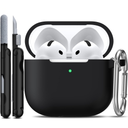 HLD for Airpods 4Th Generation Case Cover \w Cleaner Kit, Soft Skin Silicone Casewith Keychain, Full Protective Case, Compatible \w Apple Latest