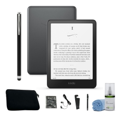 Kindle Paperwhite Signature Edition (32 GB) - 2024 - Metallic + Tablet Essentials Starter Kit 5 Piece (10 inch sleeve earbuds stylus cleaning cloth stand) - + More