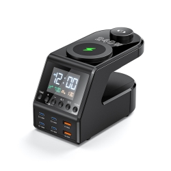 MYACUC Multi USB C Charger Station 240W, 10 In1 Fast Charger With Digital Clock, 140W/100W/65W Pd 3.1 Qc 3.0 Fast Charging And 15W Wireless Charging