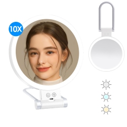 MYACUC Portable Magnifying Mirror With Light, Travel Make Up Mirror 2-Sided 1X/10X Lighted Makeup Mirror Tabletop Light Up Mirror for Makeup