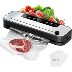 MYACUC Vacuum Sealer Machine for Food, 75Kpa Powerful Suction Vacuum Sealer, Automatic Sealing & Packaging Machine for Food Preservation, With 10 Vacuum