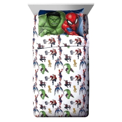 MARVEL Avengers 3-PCs Multicolor Twin Sheet Set for Kids - Flat Sheet, Fitted Sheet, And Pillowcase