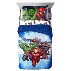 MARVEL Avengers 4-PCs Twin Bed In Bag Sheet Set for Kids - Comforter, Flat Sheet, Fitted Sheet, And Pillowcase
