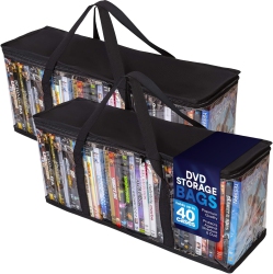 OECECA B Home DVD Storage Bags (2-Pack) Holds 80 Total Movies Or Video Games, Blu-Ray, Convenient Travel Case for Media Stackable, Easy to Carry