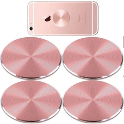 OECECA S Cute Metal Plates Set 4 Pack for Magnetic Car Mount. Kit Of 4 Rose Gold Round Discs Without Holes for Phone Holder, Case. Strong 3M