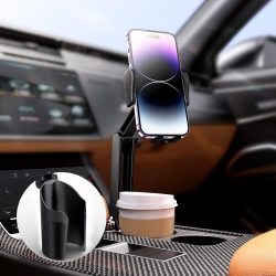 OECECA T 2 In 1 Cup Holder Phone Mount for Car Bottle Friendly Cup Phone Holder for Car Height Adjustable Phone Holder Cupholder Easy Install &