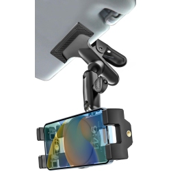 OECECA Metal Sun Visor Car Phone Holder, 360 Degree Rotation Multifunctional Phone Holder for Car Visor Clamp, Upgraded Magic Arm More Stable For