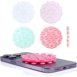 OECECA 4PCs Silicone Suction Phone Case Mount, Double-Sided Round Non Slip Suction Cup Phone Mount, Hands-Free Phone Accessories Holder for Selfies And