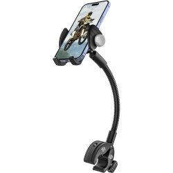 OECECA Gooseneck Phone Holder for Wheelchair, Stroller, Golf Cart, Boat, Mic Stand, Indoor Cycling Bike, Gym Bicycle Handlebar Clamp, Compatible \w