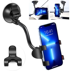 OECECA Car Phone Holder Mount Windshield, Long Arm Clamp I Universal Windshield \w Double Clip Strong Suction Cup Cell Phone Holder Car Compatible