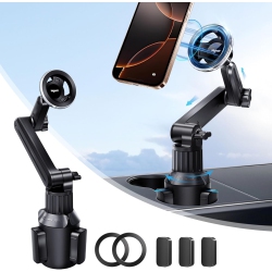 OECECA for Magsafe Cup Phone Holder: Magnetic Cupholder Car Mount Compatible \w Tesla Truck Vehicle Suv - 360° Adjustable Long Neck Mag Safe Cell