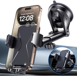 OECECA Car Phone Holder [Upgrade Suction Cup & Stable Clip] Phone Mount for Car Windshield Dashboard Air Vent Universal Automotive Accessories Cell