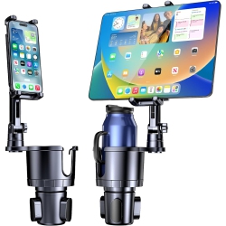 OECECA U Cup Holder Phone Tablet Mount, 2 In 1 Car Cup Holder \w Expander Adjustable Long Arm for Car, 360°Rotation Phone Tablet Mount Compatible For